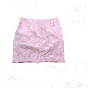 LOFT Cotton Seersucker Striped Skirt Pink White Size 0 ✨ 2 /$15 ✨
